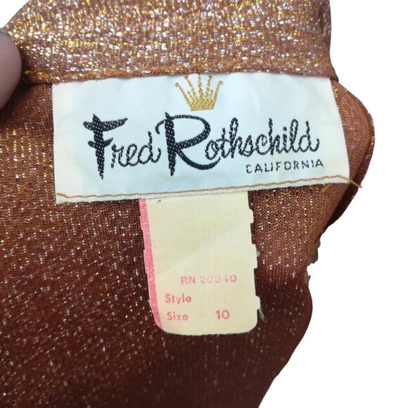 Vintage Fred Rothschild Metallic Maxi Sheath Dress Wrap Jacket Size 10 70s Party - Picture 12 of 15